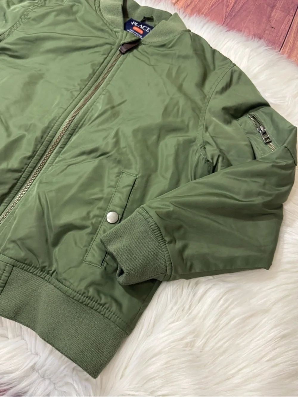 The Children’s Place Green Lightweight Bomber Zip Up Jacket - Boys Size M (7/8)